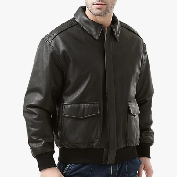 AIRBORNE LEATHERS Men Premium Air Force A-2 Brown Leather Bomber Jacket